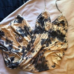 Navy and cream colored maxi dress